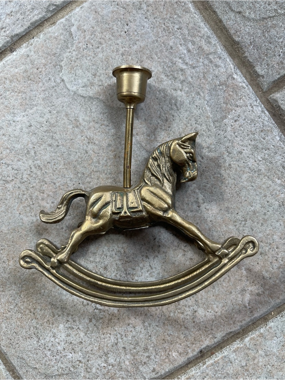 Brass Rocking Horse Candle Holder - Gold Finish
